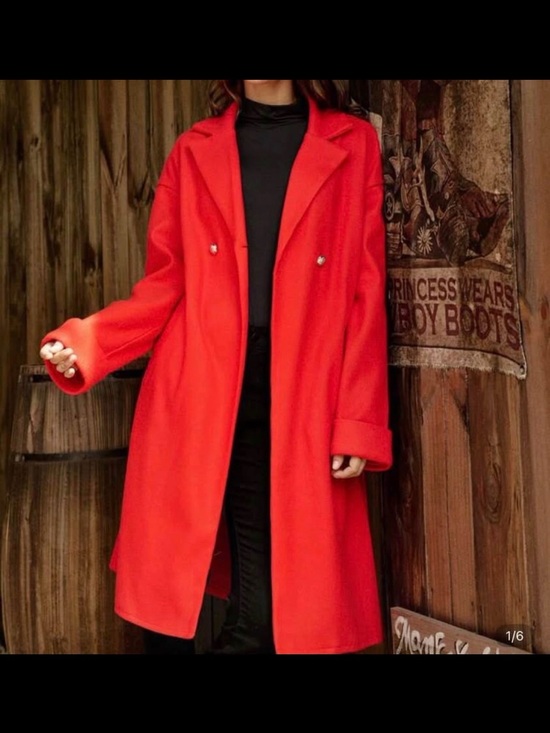 SHEIN Jackets & Blazers - SHEIN Red Double-Breasted Trench Coat